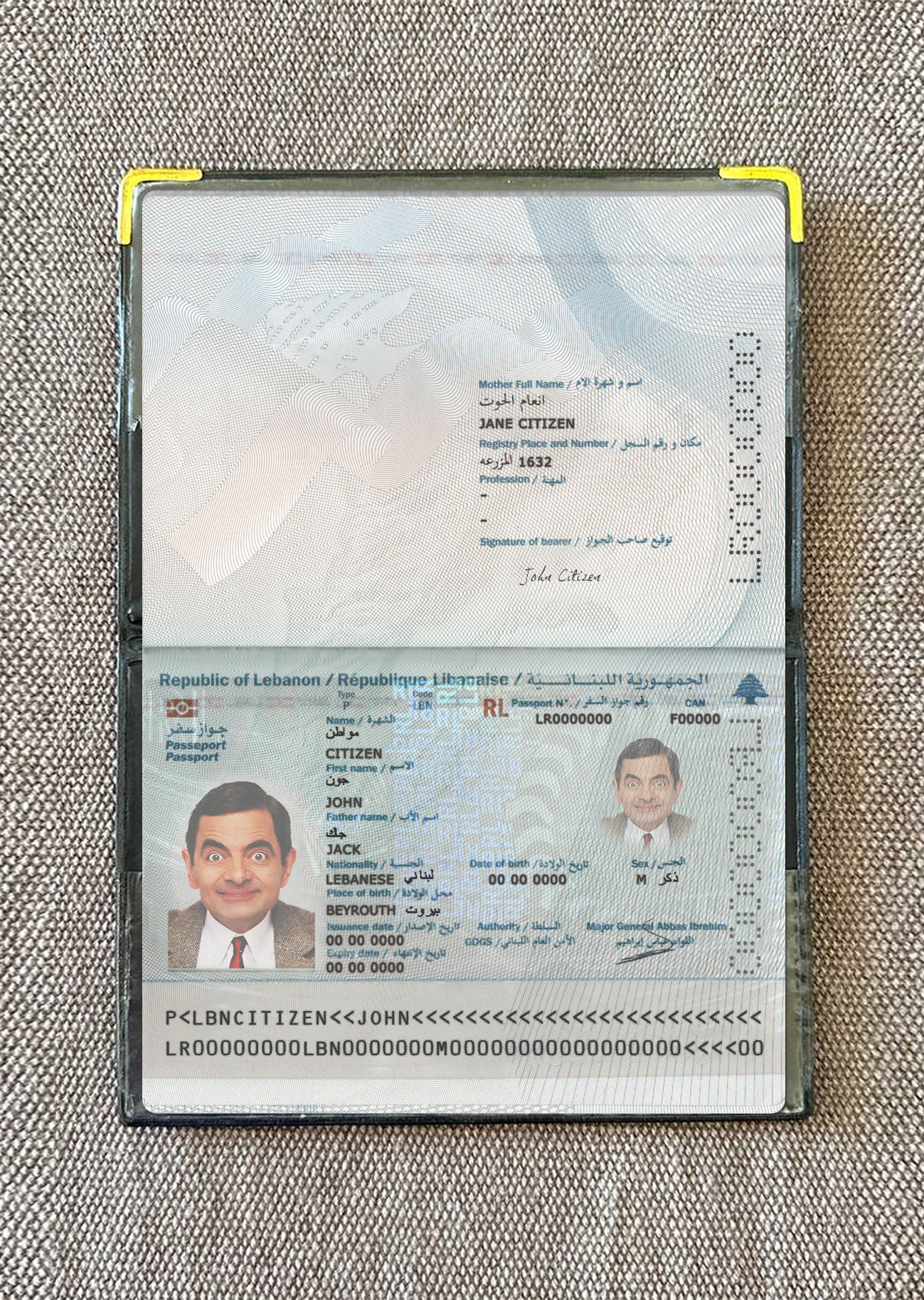Lebanon passport 2022 present photolook PSD template